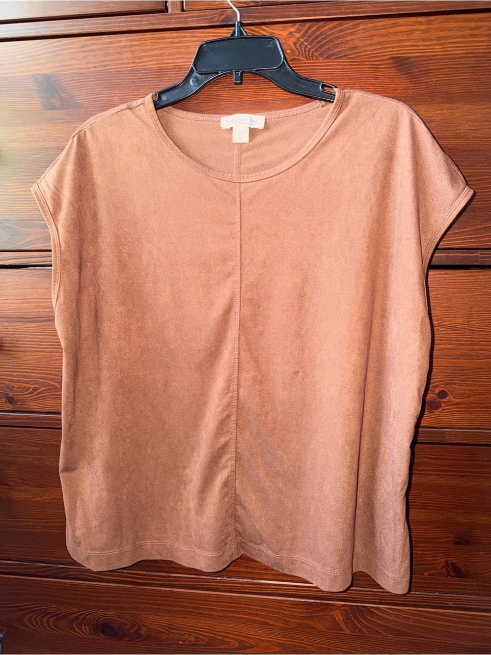 Coldwater Creek Short-Sleeve Suede-Look Tee in Rusty Tan